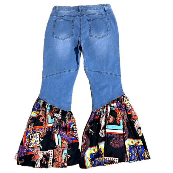 👖🌿 ANTHROPOLOGIE Gemma + Jane Boho Flare Jeans | Women’s Sz 12 | Bell Bottoms - Picture 2 of 4